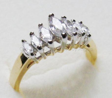 247b.JPG - Anniversary Ring -7 Marquise shaped Grade A CZ, 1.5 carat total weight, 14k gold plated